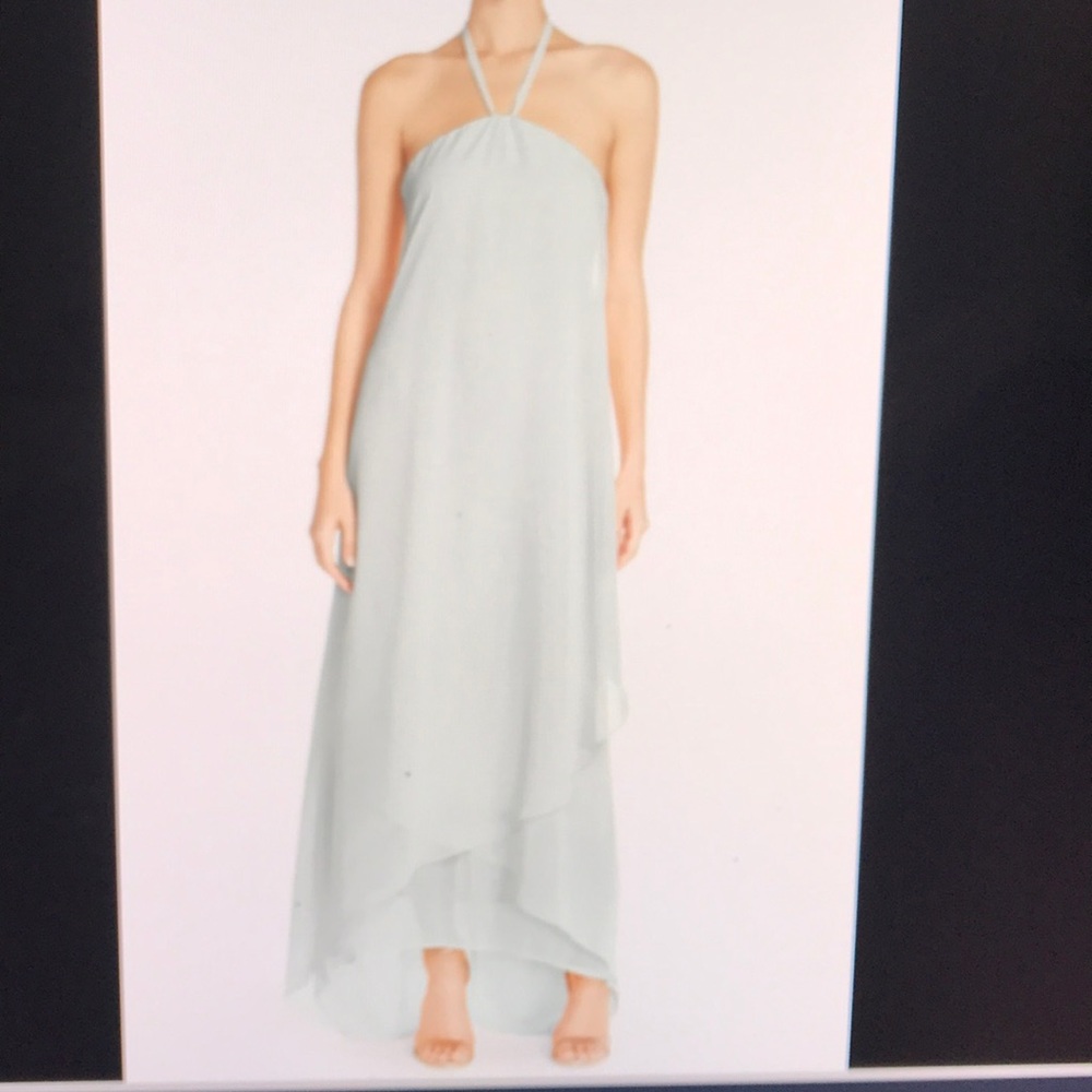 “Dakota” High Liw Chiffon Halter Gown